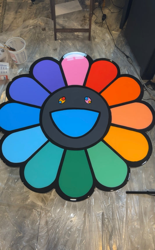 Colorful flower art piece