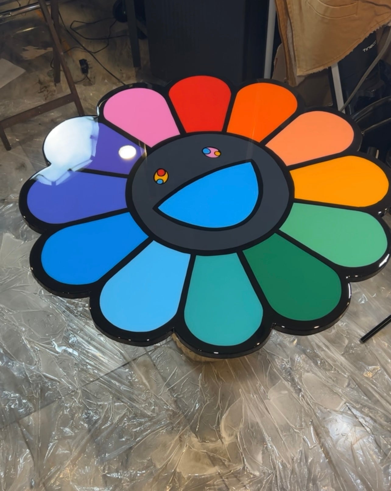 Colorful flower art piece